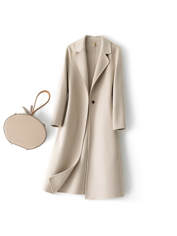 Fashionable Simple Women's Coat Autumn and Winter New One Button Pure Wool Reversible Woolen Coat Long Wild Women's Top