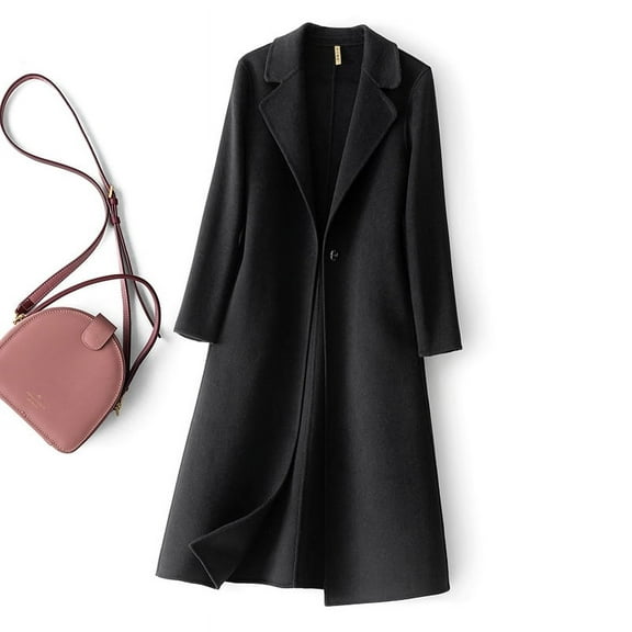 Fashionable Simple Women's Coat Autumn and Winter New One Button Pure Wool Reversible Woolen Coat Long Wild Women's Top
