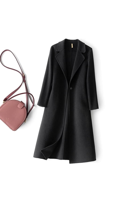 Fashionable Simple Women's Coat Autumn and Winter New One Button Pure Wool Reversible Woolen Coat Long Wild Women's Top