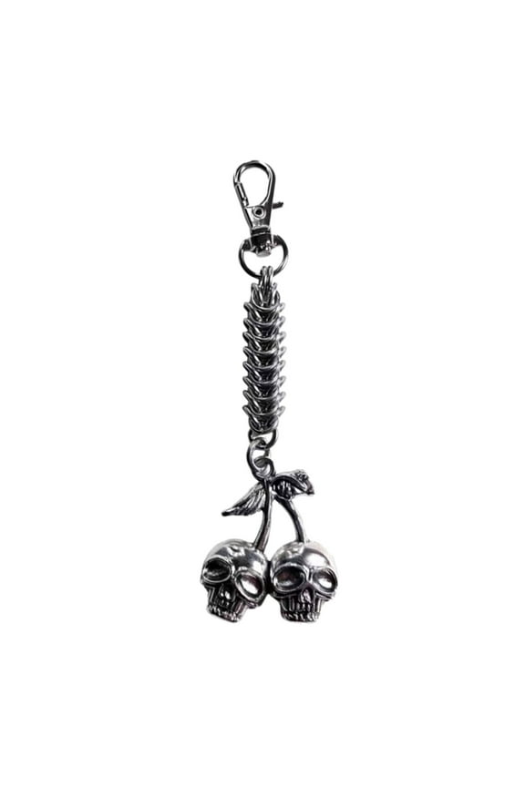 Fashionable Skull Cherrys Pendant Keychain Alloy Crafted Keyring Charm Ornament Unique Accessory for Bags and Bikes