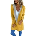 thumbnail image 1 of Fashionable Solid Color Long Sleeved Casual Sweater Cardigan, Hooded Jacket with Pockets for Versatile Layering in Women's Everyday Wardrobe,Yellow,XL, 1 of 5