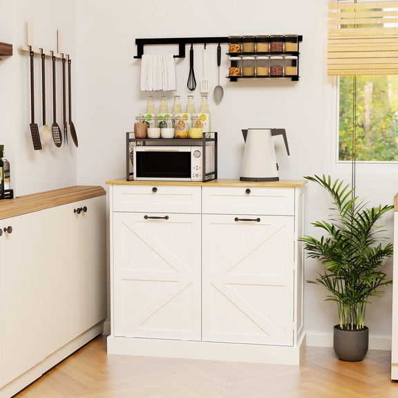 Fashionable & Space - Saving Design - Ideal for Kitchen, Dining and Living Rooms with Hidden Trash Storage