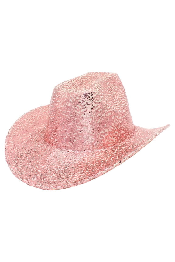 Fashionable Sparkly Sequins Cowboy Hat For Stage Performance Party Festival Celebration Events Cool Fedora Show