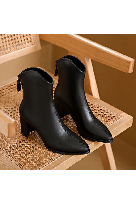 Fashionable Spring High Heels Boots (5, Black)