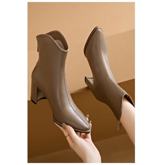 Fashionable Spring High Heels Boots (5, Brown)