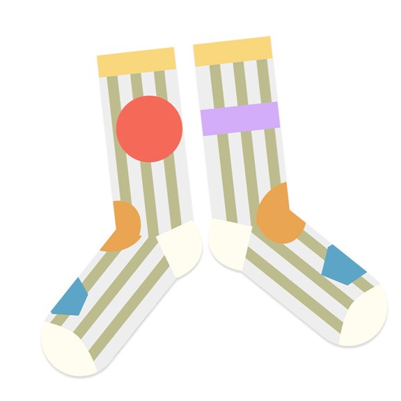 Fashionable Stacked Crews Socks with Colorful Retro Stripe And Geometric Pattern Stockings For Daily Wear