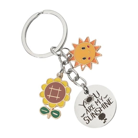Fashionable Stainless Steel Keychain Charm Featuring A Motivational Sun Symbol