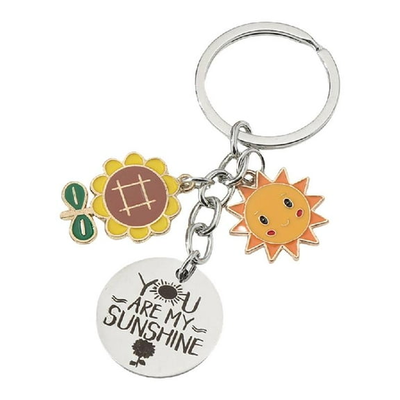 Fashionable Stainless Steel Keychain Charm Featuring A Motivational Sun Symbol