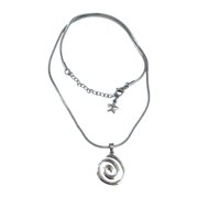 Fashionable Stainless Steel Spirally Star Charm Necklace 50Cm Long Neck Chain
