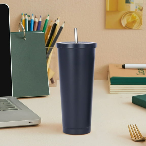 Fashionable Stainless Steel Straw Cup Coffee Cup 750ml Large Capacity Vacuum Portable Insulation Gift Cup