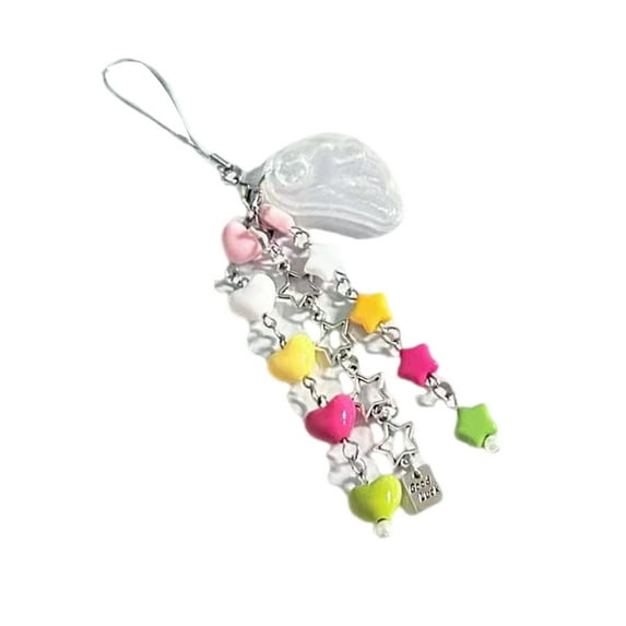 Fashionable Star Heart Pendant Keychain Plastic Keyring Jewelry Gift For Teens Handmade Phone Bag Charm