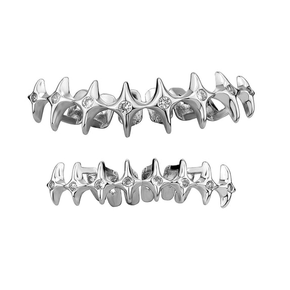 Fashionable Star Patterning Tooth Grills for Party Wear Easy Installation Upper and Lower Set Suitable for Hip Hop Fan