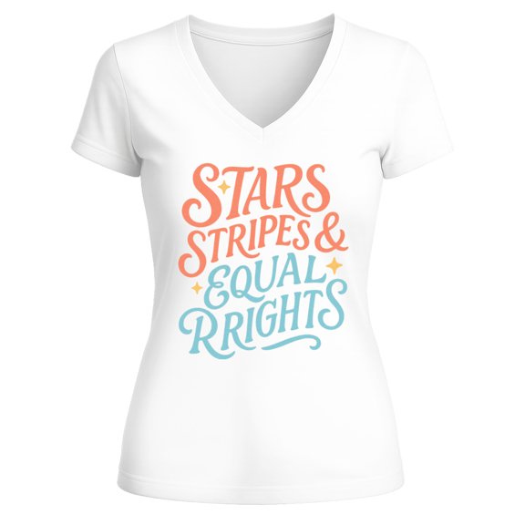 Fashionable "Stars Stripes & Equal Rights " Printed T-shirt