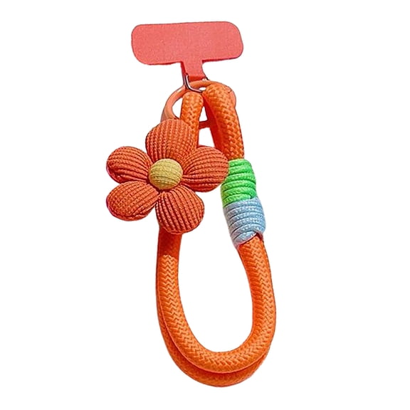 Fashionable Stretchy Nylon Cellphone Lanyard Featuring Floral Accent T Shaped Clip For Smartphones Keychains