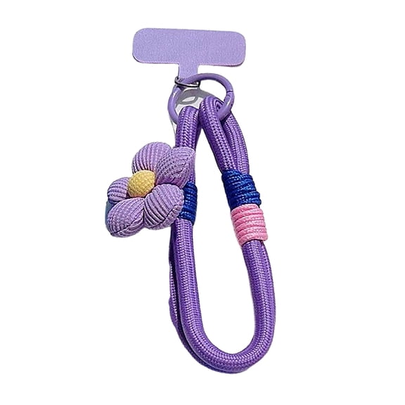 Fashionable Stretchy Nylon Cellphone Lanyard Featuring Floral Accent T Shaped Clip For Smartphones Keychains