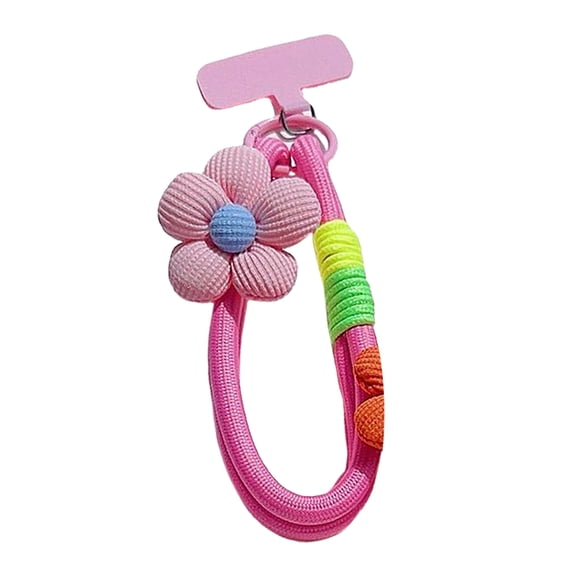 Fashionable Stretchy Nylon Cellphone Lanyard Featuring Floral Accent T Shaped Clip For Smartphones Keychains