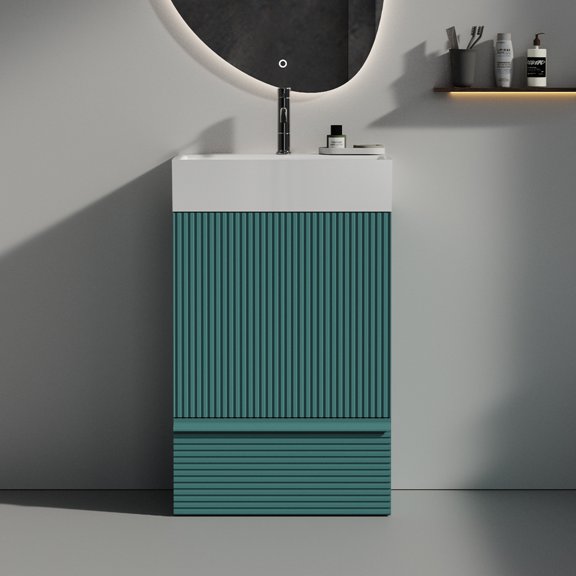Fashionable Striped Aqua Design with Water - Resistance - Modern Bathroom Vanity for Safe and Organized Storage