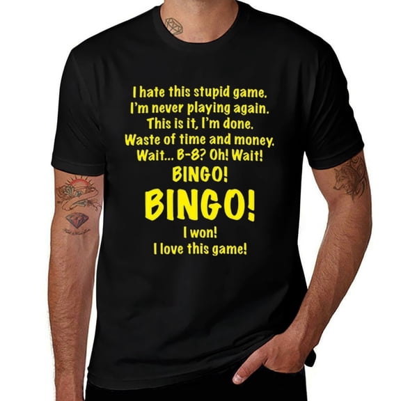 Fashionable Stupid Bingo Mens T Shirts Cotton Short Sleeve T-Shirt Crew Neck Tees Casual Shirt