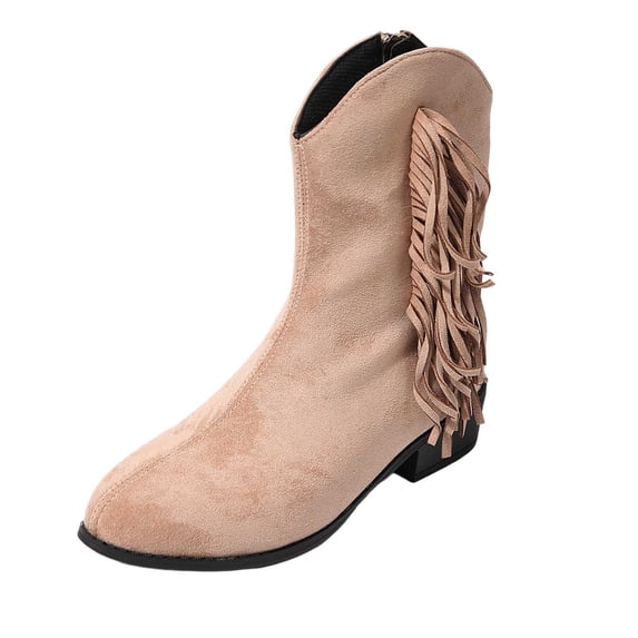 Fashionable Suede Ankle Boots with Side Zipper and Tassel Detail for Casual and Everyday Wear Comfortable Low Heel Dress Booties