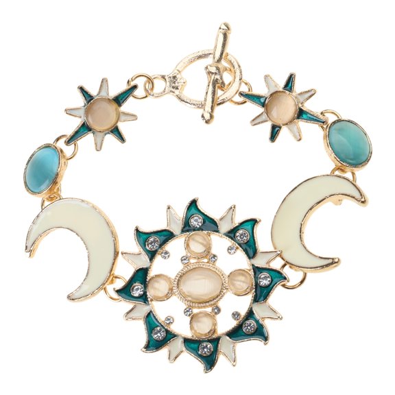 Fashionable Sun Moon Designs Bracelet Accessory for Women with Rhinestones Opal
