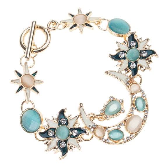 Fashionable Sun Moon Designs Bracelet Accessory for Women with Rhinestones Opal