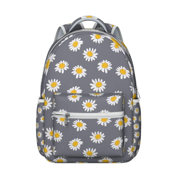 "Fashionable Sunflower Floral Backpack for Women - Large Capacity Waterproof College Backpack with Laptop Pocket, Cute Wildflowers Design School Bag for Teen Girls, Comfortable Shoulder Straps"