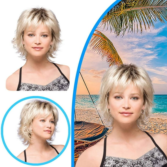 Fashionable Synthetic Wigs for Women - Rose Gold Short Shampoo Natural Hair Style with Lace Closures for