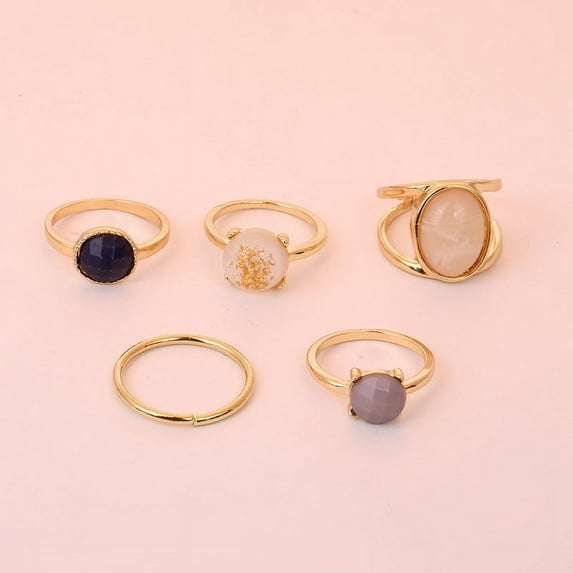 Fashionable Temperament Gemstone Ring Simple Small Round Ring
