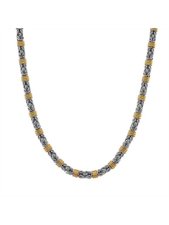 Fashionable TwoTone Byzantine Chain Necklace 20.522.5" Steel