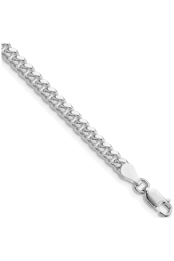 Fashionable Unique Captivating Sterling Silver Rhodium-plated 4mm Domed w/ Side D/C Curb Chain Flawless Refined Romantic