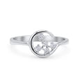 thumbnail image 1 of Fashionable Universe Cute Moon Cubic Zirconia Ring Band 925 Sterling Silver Size 6, 1 of 7