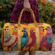 Fashionable and Versatile Quilted Cylinder Travel Bag, Non Embroidered Pattern, Large Capacity Handheld Fitness Luggage Tote Bag Perfect for Overnight Trip, Gym Workout and Short Weekend Travel