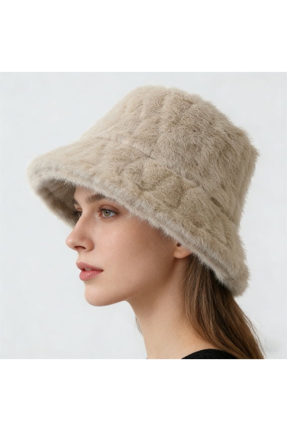 Fashionable Warm Bucket Hat for Women and Men, Winter Outdoor Windproof Fisherman Hat with Ear Flaps, Versatile Casual Sun Protection Hat for Daily Outings and Travel - Beige