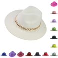 thumbnail image 1 of Fashionable Wide Brim Fedora Sun Hat for Men Women Dressy Casual Panama Style Beach Summer Outdoor Accessories, 1 of 5