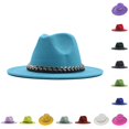 thumbnail image 1 of Fashionable Wide Brim Fedora Sun Hat for Men Women Dressy Casual Panama Style Beach Summer Outdoor Accessories, 1 of 4