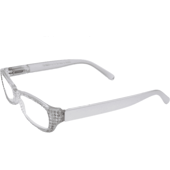 Fashionable Women +1.75 Reading Glasses Luxury CZ Eyeglasses Ladies + Pouch Rhinestones Silver Gray