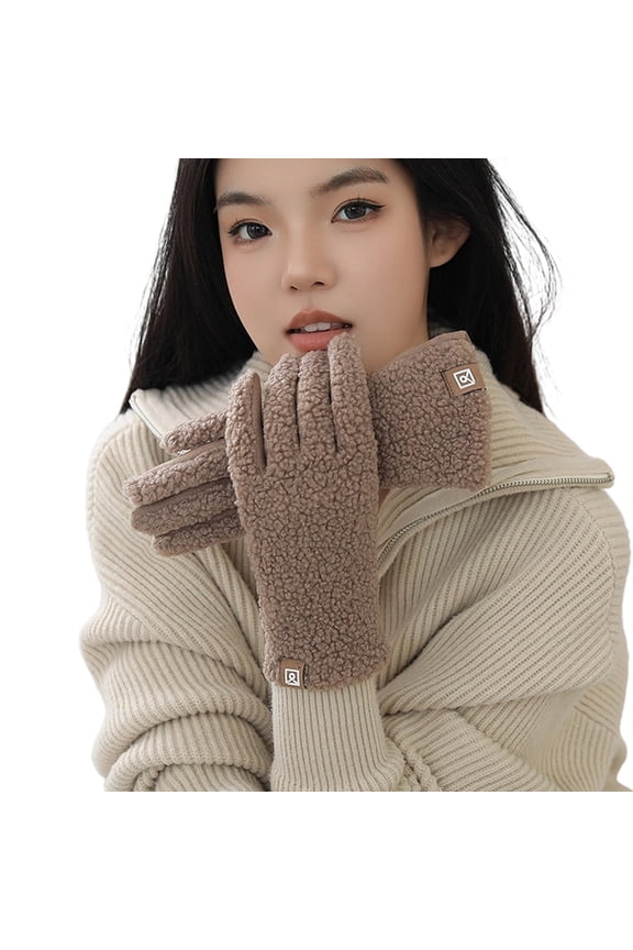 Fashionable Women Gloves Faux Shearling Insulated Winter Gloves Cold Weather Protecting Outdoor Activity Driving