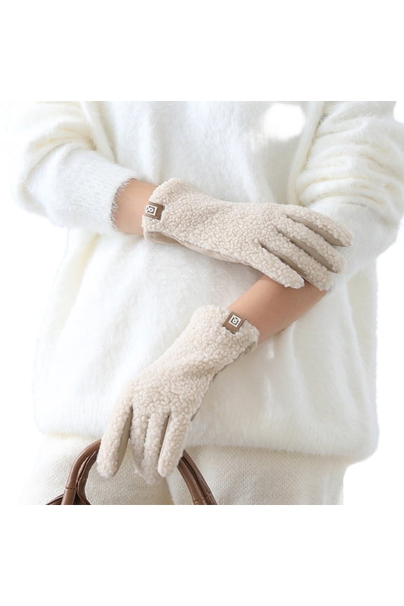 Fashionable Women Gloves Faux Shearling Insulated Winter Gloves Cold Weather Protecting Outdoor Activity Driving