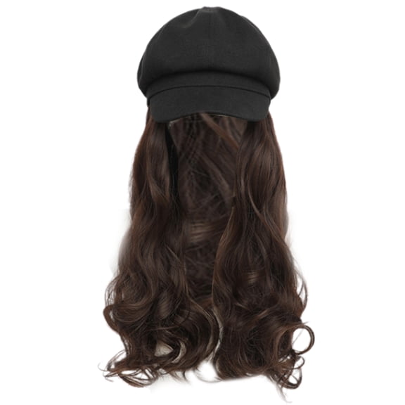 Fashionable Women Wigs Hat With High Long Hair Curly Hair Attached For Girls Women Teenagers Headwear