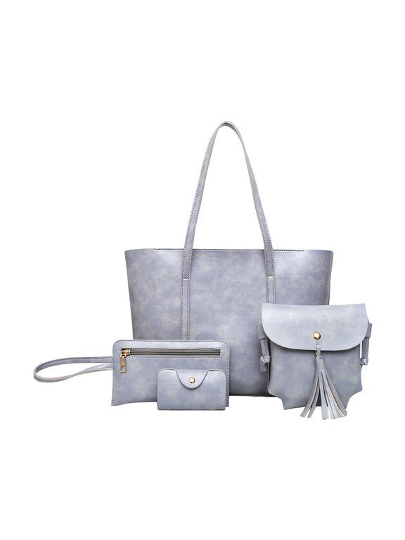 Fashionable Women's 4-Piece Bag Set - Retro Large Capacity Handbag & Shoulder Bag Combo
