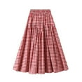 thumbnail image 1 of Fashionable Women's A Line Skirt Vintage High Waist Design Casual Everyday Wear For Spring And Summer Stylish Plaid Print Versatile And Comfortable, 1 of 2