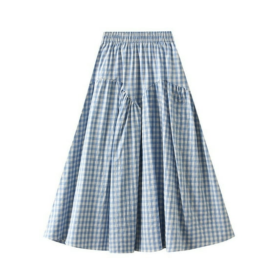 Fashionable Women's A Line Skirt Vintage High Waist Design Casual Everyday Wear For Spring And Summer Stylish Plaid Print Versatile And Comfortable