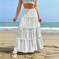 thumbnail image 1 of Fashionable Women's Beach Vacation Layered Ruffle Hem Long Skirt Hollow Gathered Cake Skirt Leather Pleated Skirts for Women Western Skirts for Women plus Size Pencil Skirt Festival Skirt Short Skirts, 1 of 6