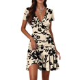 thumbnail image 1 of Fashionable Women's Casual V-neck Long-sleeved Halloween Printed Dress Retro A Line Dresses 2034 Fall Holiday Party Dress With Belt, 1 of 2