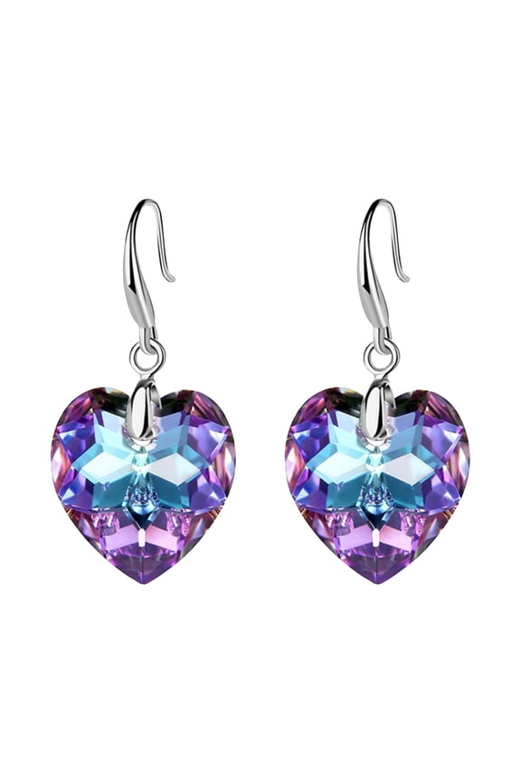 Fashionable Women's EuropeanStar Heart Pendant Earrings - Color Peach Heart CrystalJewelry