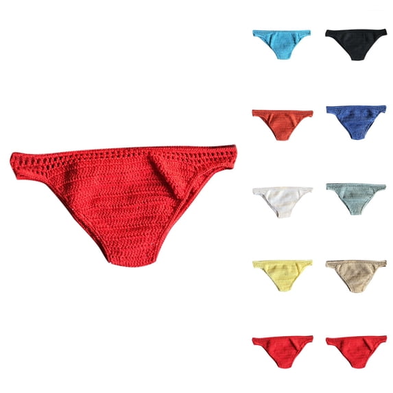 Fashionable Women's Handmade Solid Color Briefs Beach Bikini Bottoms Womens Panties