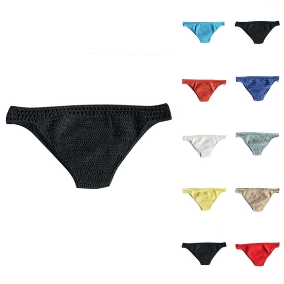 Fashionable Women's Handmade Solid Color Briefs Beach Bikini Bottoms