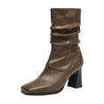 thumbnail image 1 of Fashionable Women's High Heel Ankle Boots Casual Sweet Cool Slouchy Ruched Thick Heel I for Fall Winter Outdoor Activities, 1 of 8