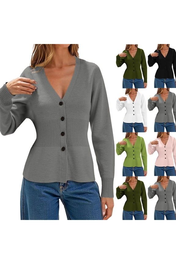 Fashionable Women's Long-sleeved Sweater Jacket Elegant And Versatile Waist-length Slimming Knitted Cardigan for Fall and Winter, Cozy and Stylish, Ideal for Outerwear,Green,Size XS