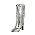 thumbnail image 1 of Fashionable Women's Mid-Calf Boots with Glittery Pointed Toe and Heel Featuring Fringe Tassel Design for Ladies, 1 of 6